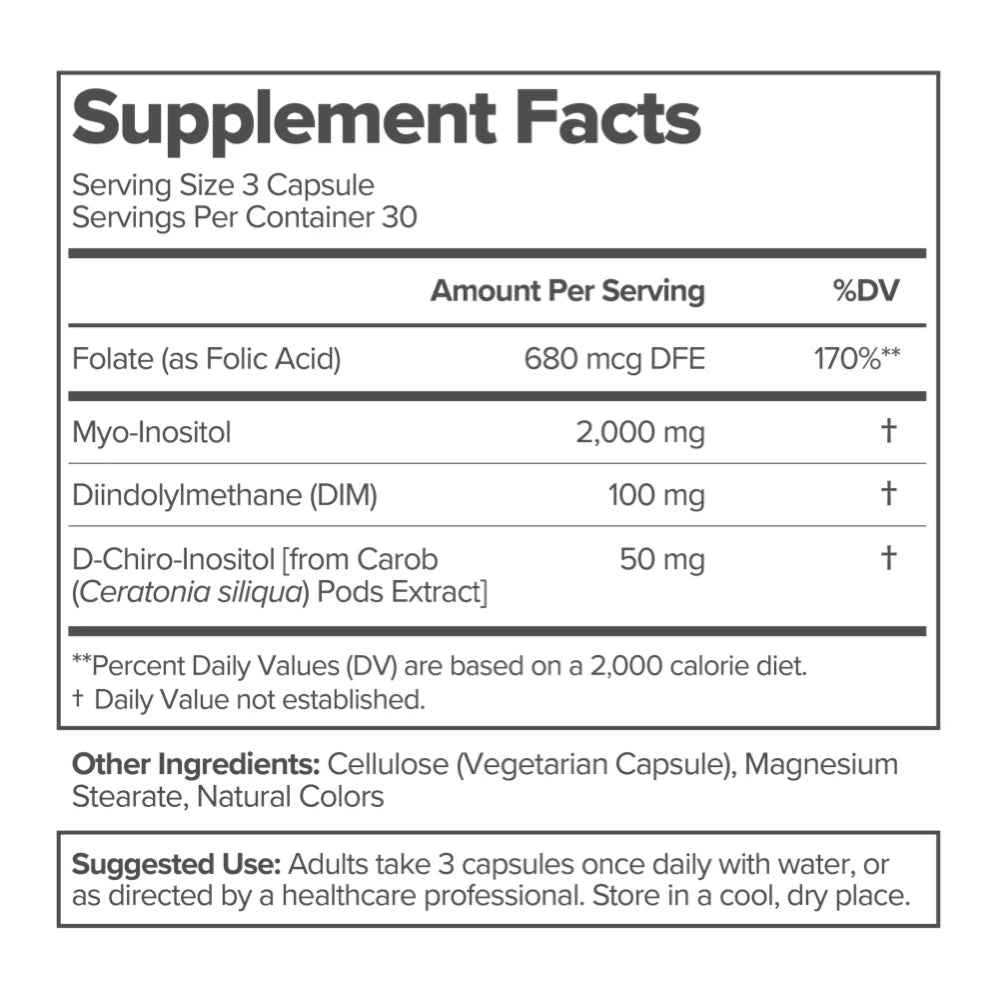 O Positiv FLO Ovarian Health Support - Hormone Balance for Women, Supplement with DIM, Myo & D-Chiro Inositol, Folic Acid - Supports Healthy Ovulation, Cycle Regularity - 30 Servings